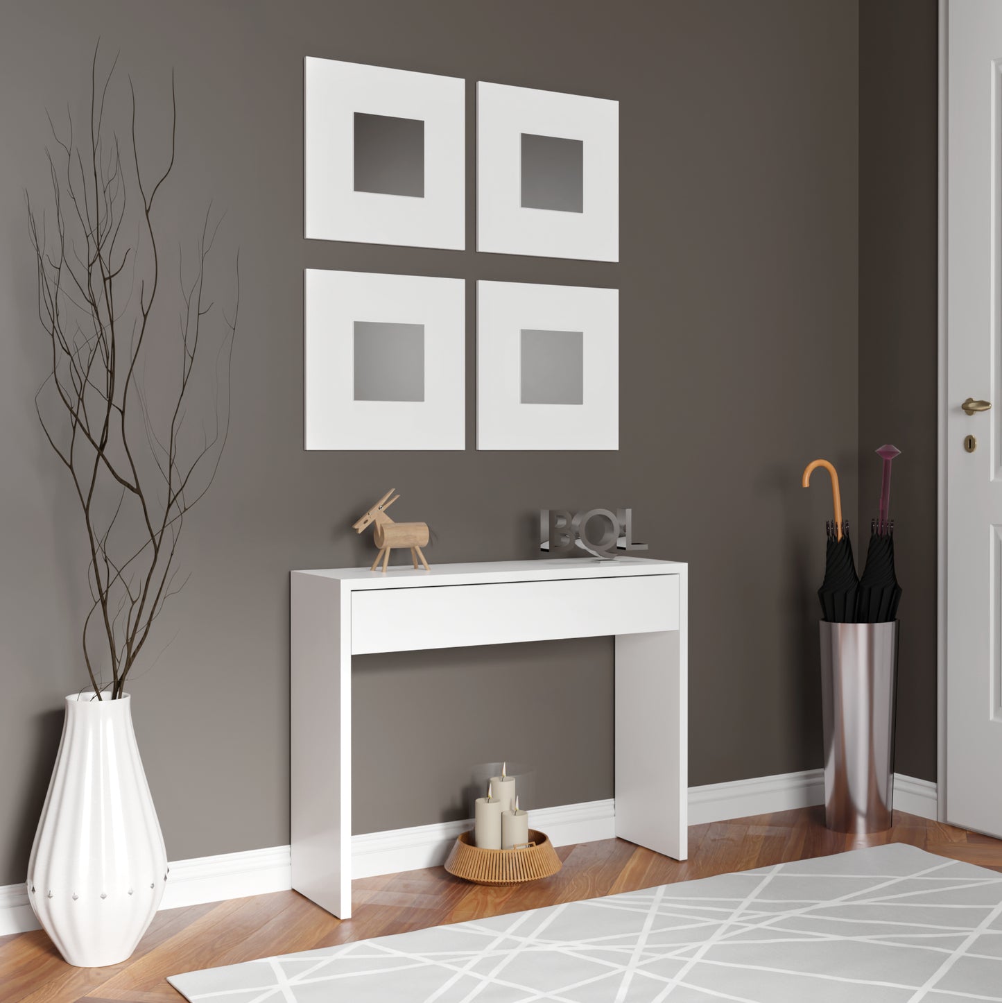 Recibidor entradita con consola y espejos