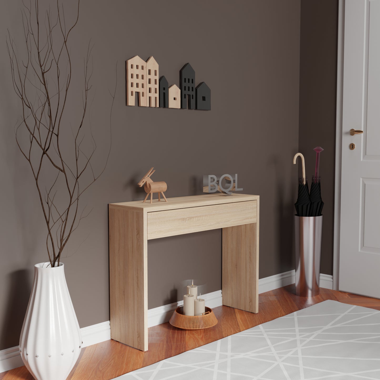 Recibidor entradita con consola y cajón