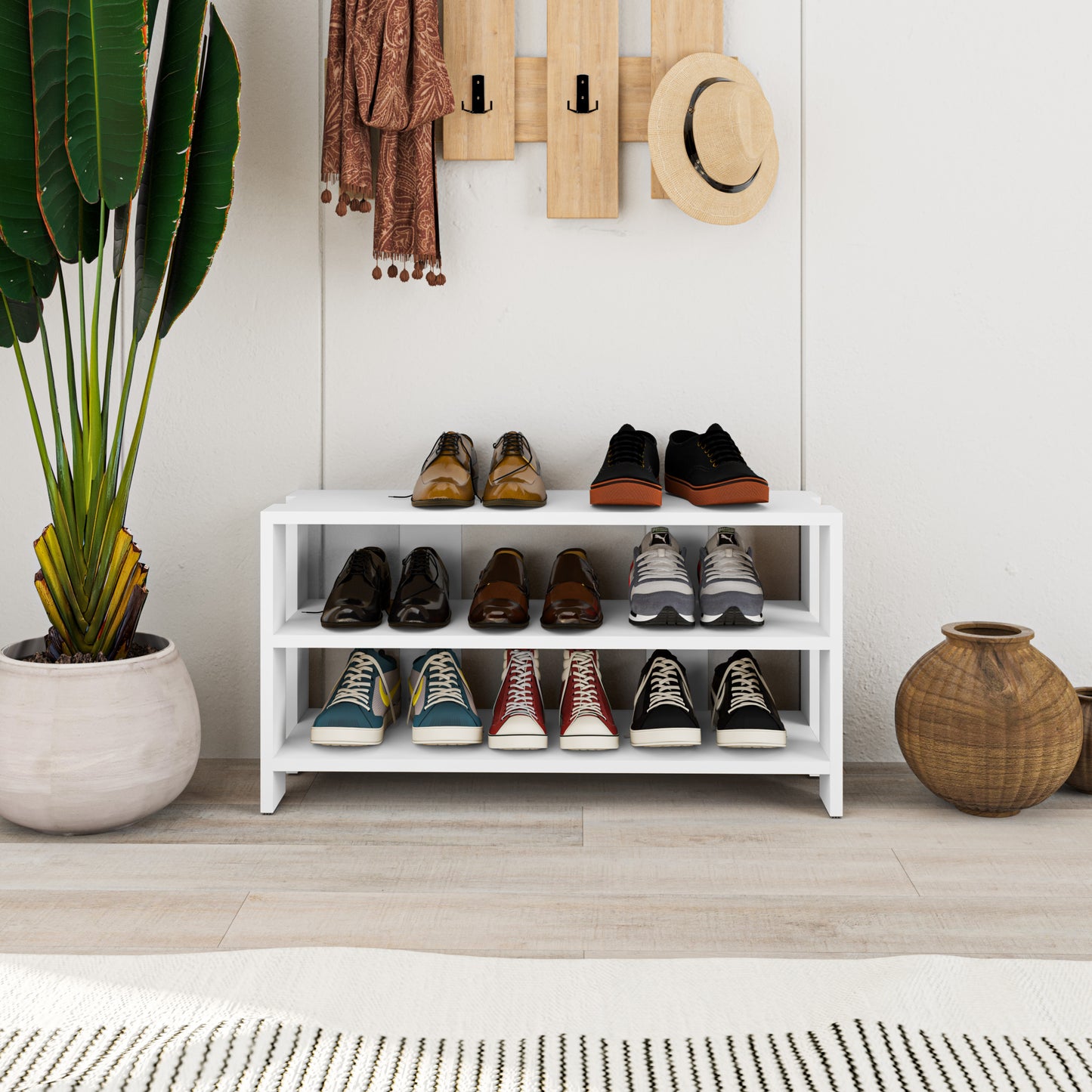 Banco zapatero con baldas para recibidor o dormitorios