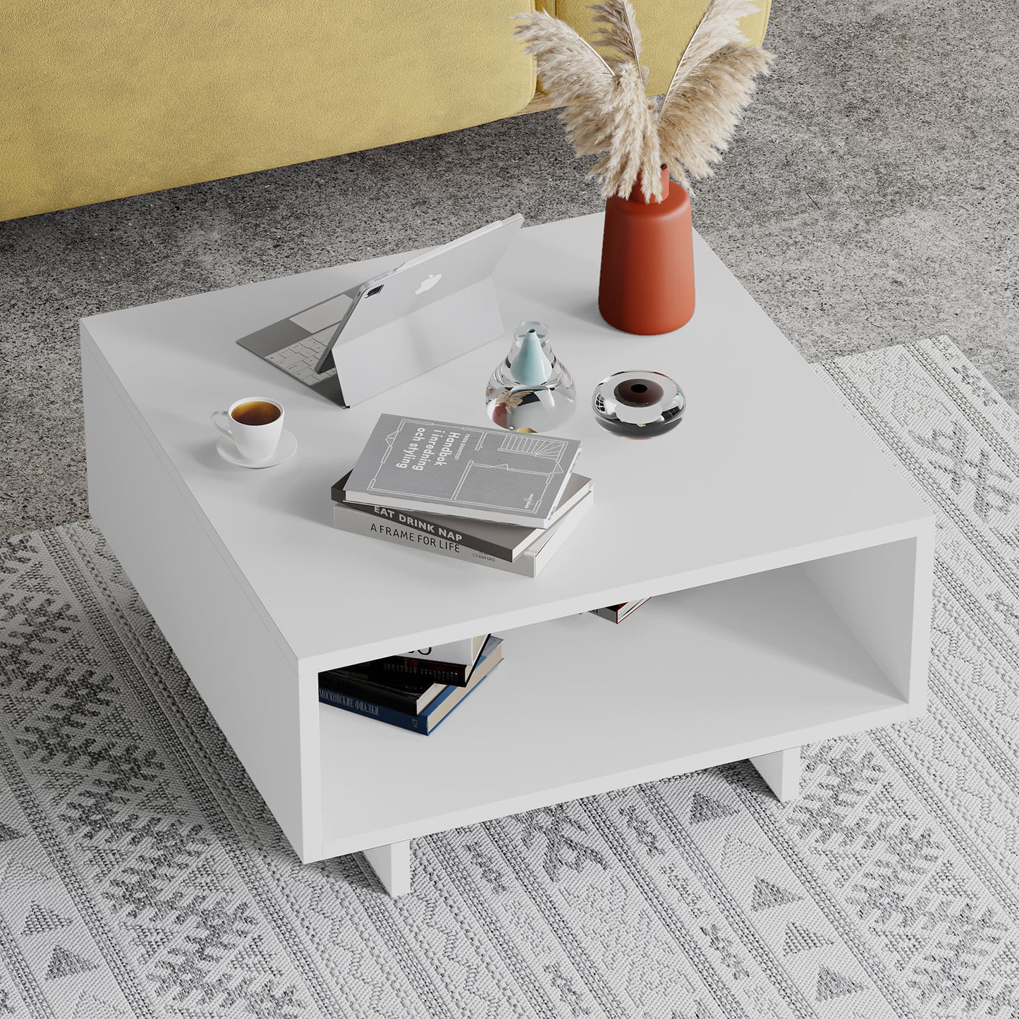 Buyqualia Mesa de Centro Auxiliar multifunción con Hueco para Almacenamiento (Alto 32 / Ancho 60 / Fondo 60)