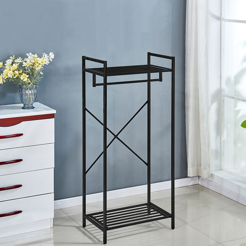 Estantería Metálica de 2 Niveles para Almacenamiento | Organizador Vertical Multifuncional - Color Negro - 141x64x40 cm - Buyqualia