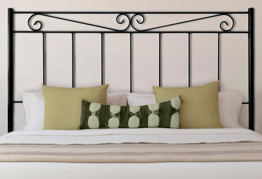 Cabecero de Cama de Acero Negro – 125x98x4 cm | Diseño Industrial con Detalles Decorativos en Metal | Respaldo Estilo Moderno - Buyqualia