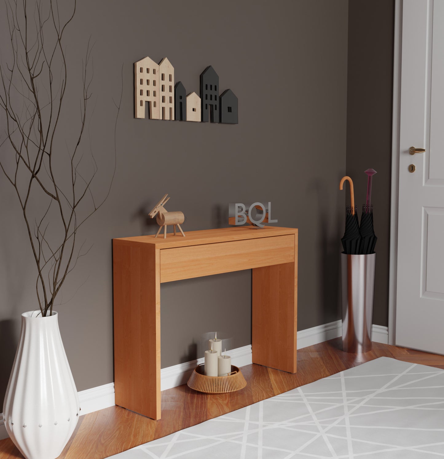 Buyqualia - Recibidor Entrada con Consola de un cajón (Cerezo)