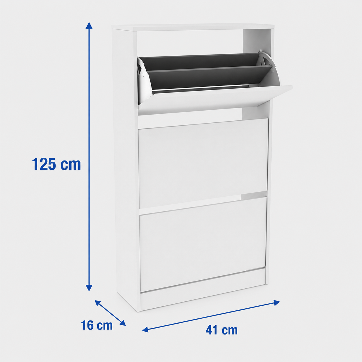 Zapatero blanco moderno de gran capacidad para recibidor o dormitorio