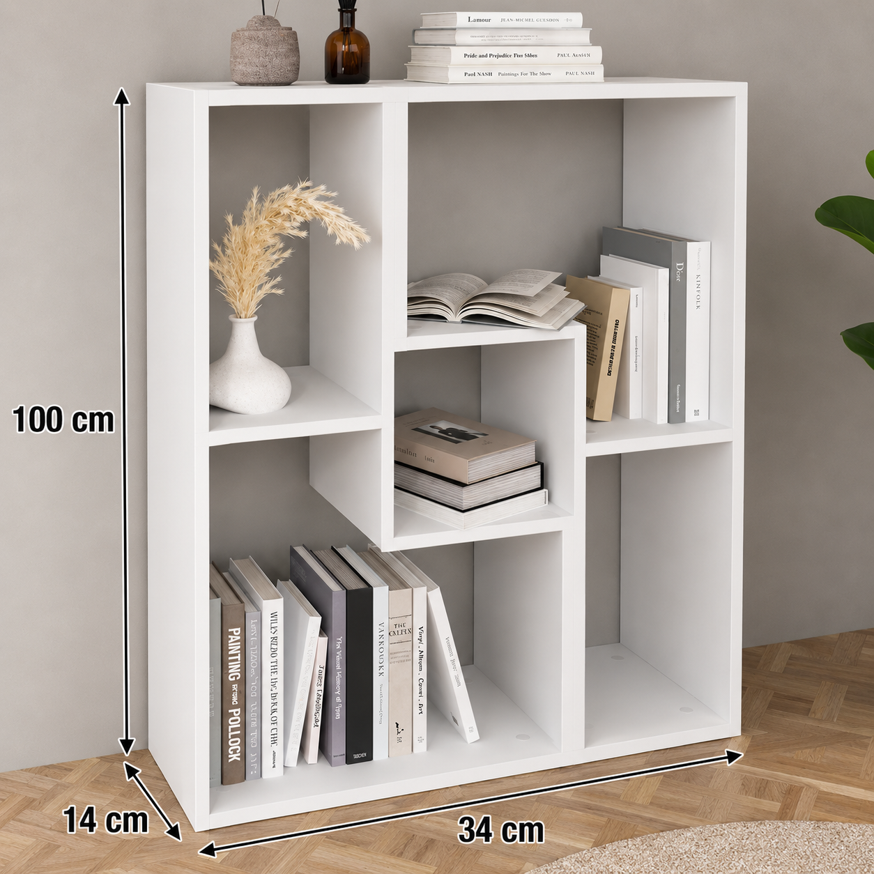 Mueble modular blanco versátil pack 2 unidades – Estantería, mueble TV o almacenamiento, 54x183x30 cm - Buyqualia