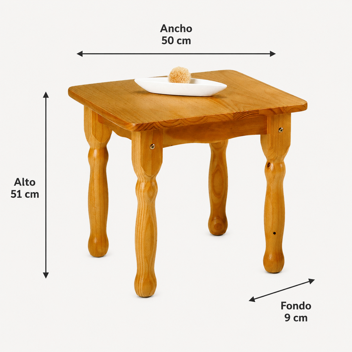 Mesa de centro de madera maciza Estilo clásico rústico, patas torneadas, acabado natural Ideal para salón o sala de estar