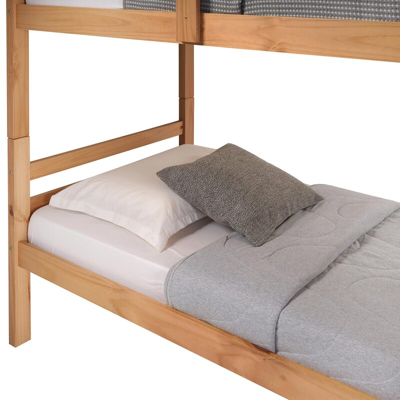 Litera de Madera Cama Doble Compacta con Diseño Clásico para Niños y Adultos Estructura de Pino Macizo Resistente