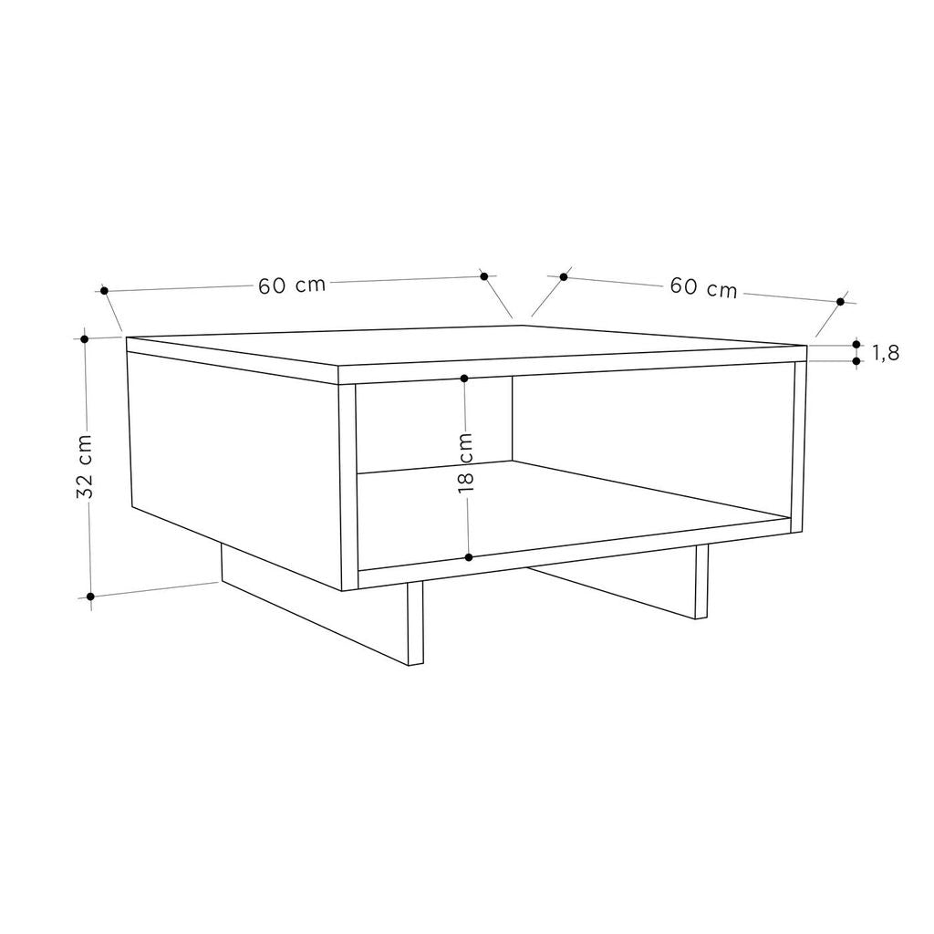 Buyqualia Mesa de Centro Auxiliar multifunción con Hueco para Almacenamiento (Alto 32 / Ancho 60 / Fondo 60) en Color (Blanco)