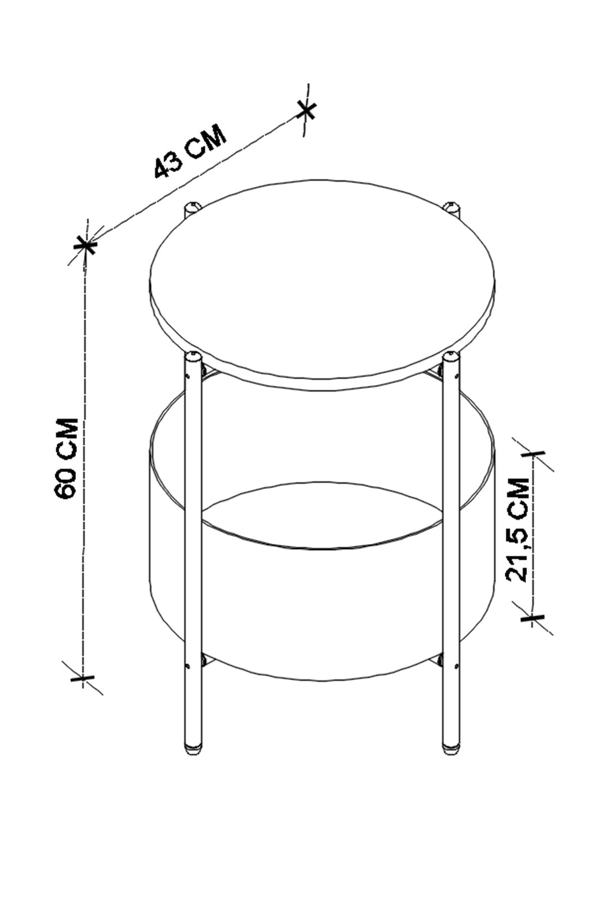 Mesita Auxiliar Redonda con Revistero de Tela – Madera y Metal – Estilo Moderno Industrial - Buyqualia