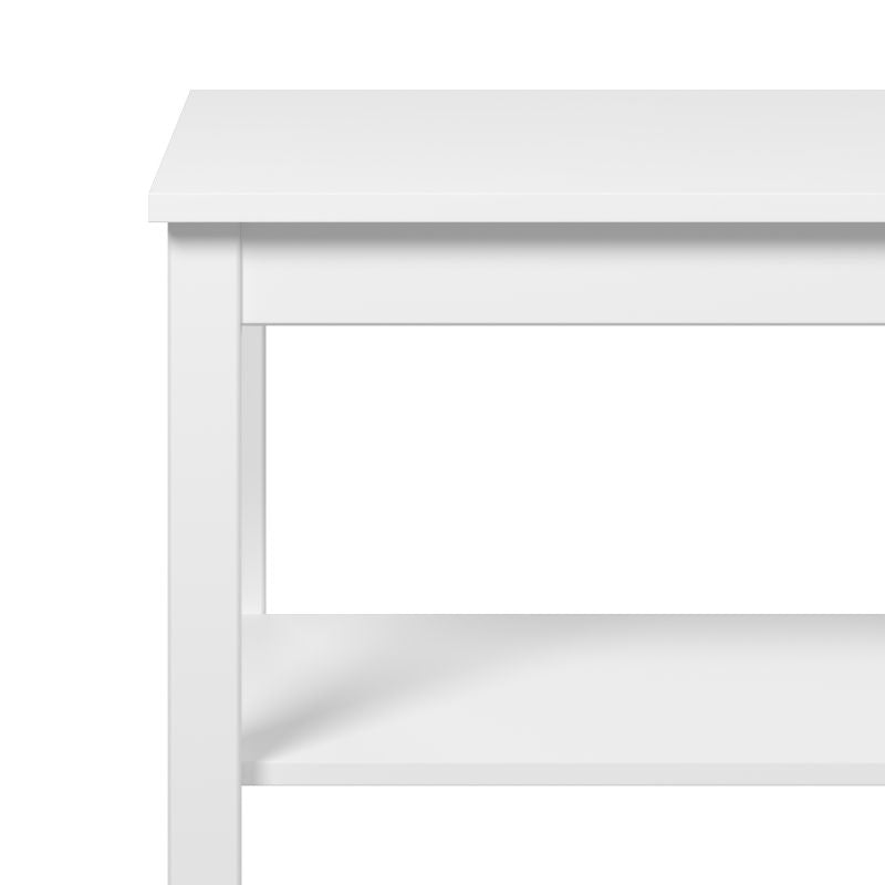 Mesa de Centro Blanca con Estante Inferior Estilo Moderno