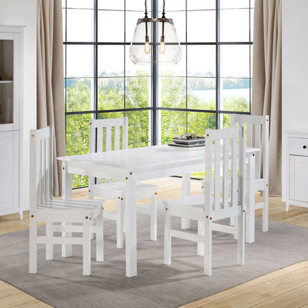 Buyqualia - Mesa Comedor OSMA, 140x80, Tapa Blanco Abierto, Patas Blanco Cerrado