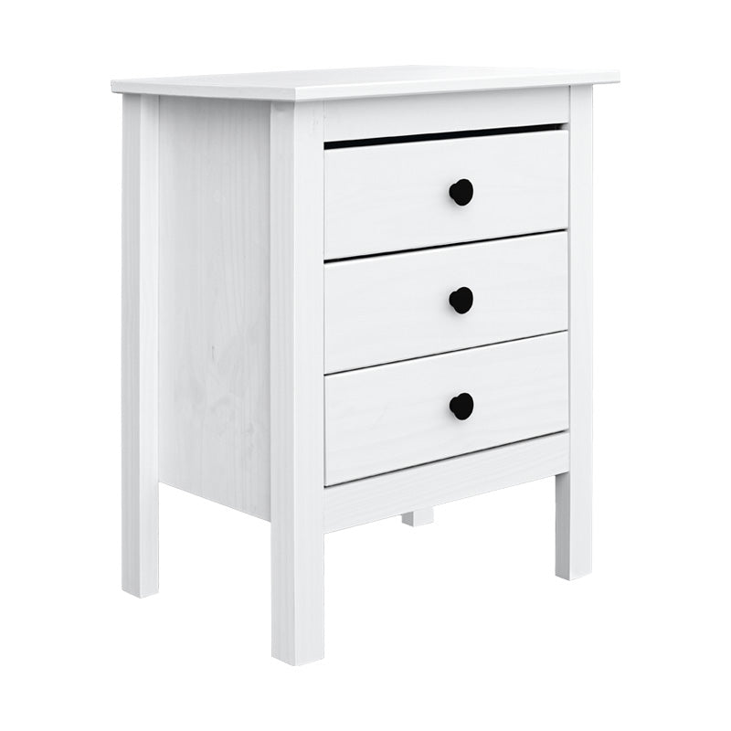 Mesita de Noche de 2 cajones - Colección Magda - Madera Maciza - Color: Blanco - Buyqualia