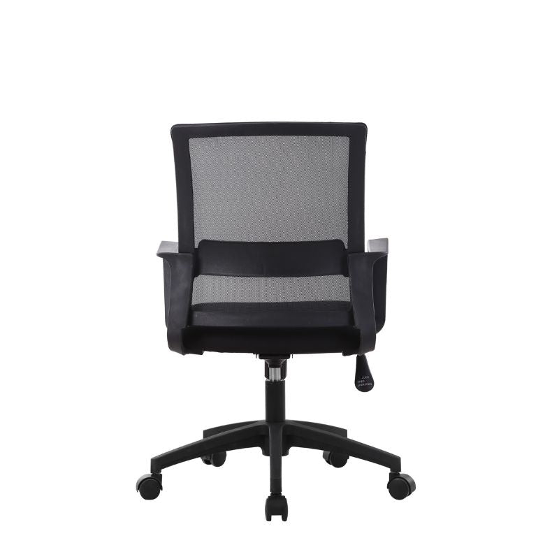 Silla de Oficina Negra 102x46x50 cm | Respaldo de Malla, Reposabrazos y Ruedas Metálicas con Recubrimiento Plástico | Ergonómica y Moderna - Buyqualia