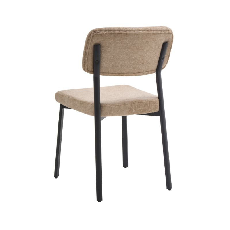 Pack de 4 sillas de comedor tapizadas en visón con respaldo acolchado y patas negras