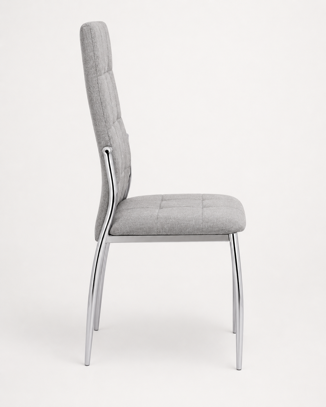Pack de 4 sillas de comedor grises con patas metálicas – Asiento de tela con diseño de cuadros, estilo moderno, 44x46x10 cm - Buyqualia