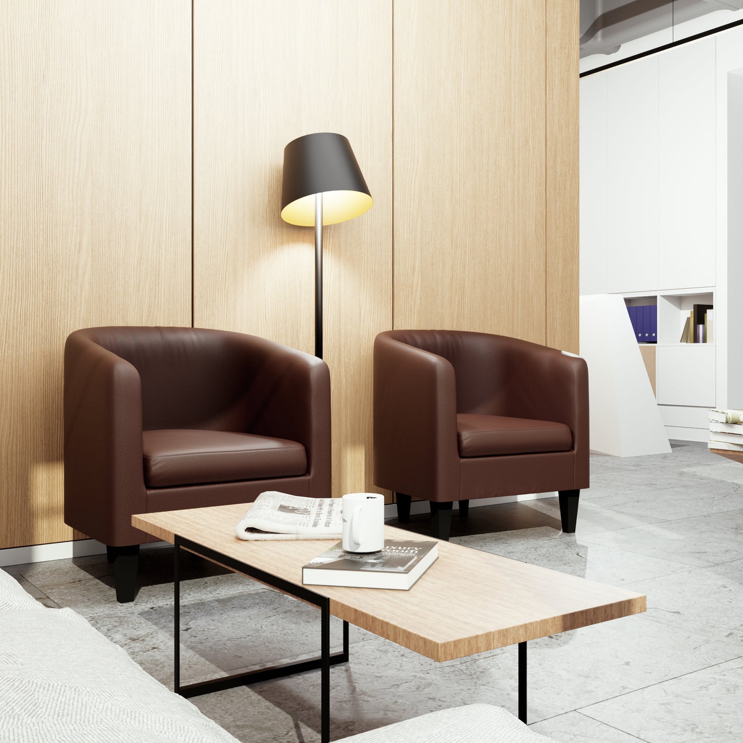 Buyqualia Butaca Sillon una Plaza tapizado en Polipiel (Marrón)