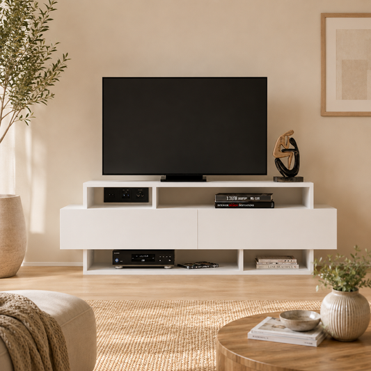 Mesa de Tv tres niveles y puertas abatibles  ( alto 42 / ancho 125 / fondo 32