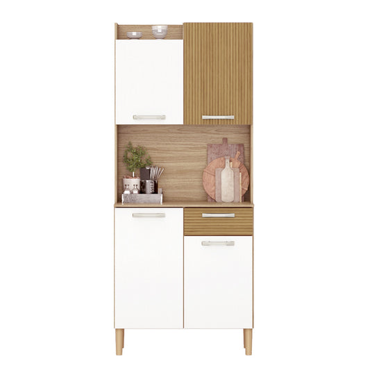 Buyqualia Armario Hogar Moderno con Patas - Multiusos - Roble y Blanco - 175x74x37cm