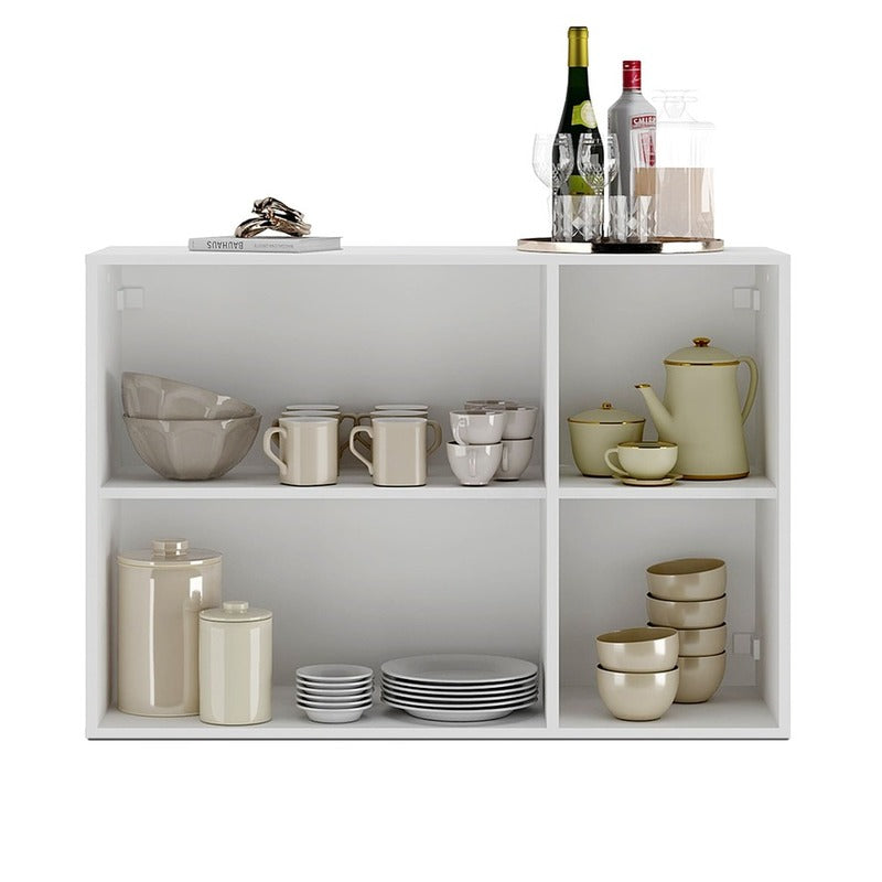 Buyqualia Aparador Moderno de 3 Puertas, Color Blanco, 90 cm de Ancho