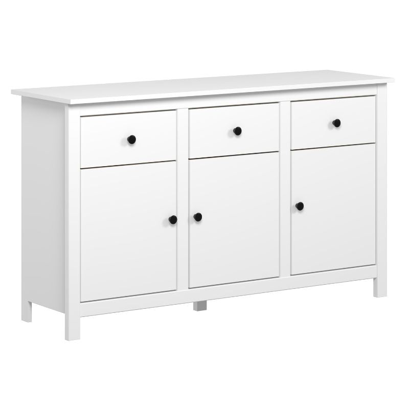 Aparador blanco moderno con cajones y puertas