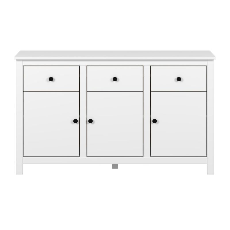 Aparador blanco moderno con cajones y puertas