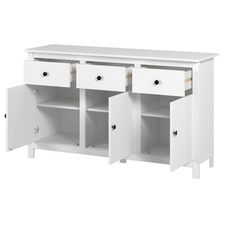 Aparador blanco moderno con cajones y puertas