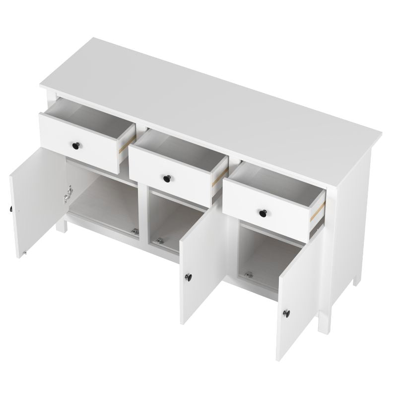 Aparador blanco moderno con cajones y puertas