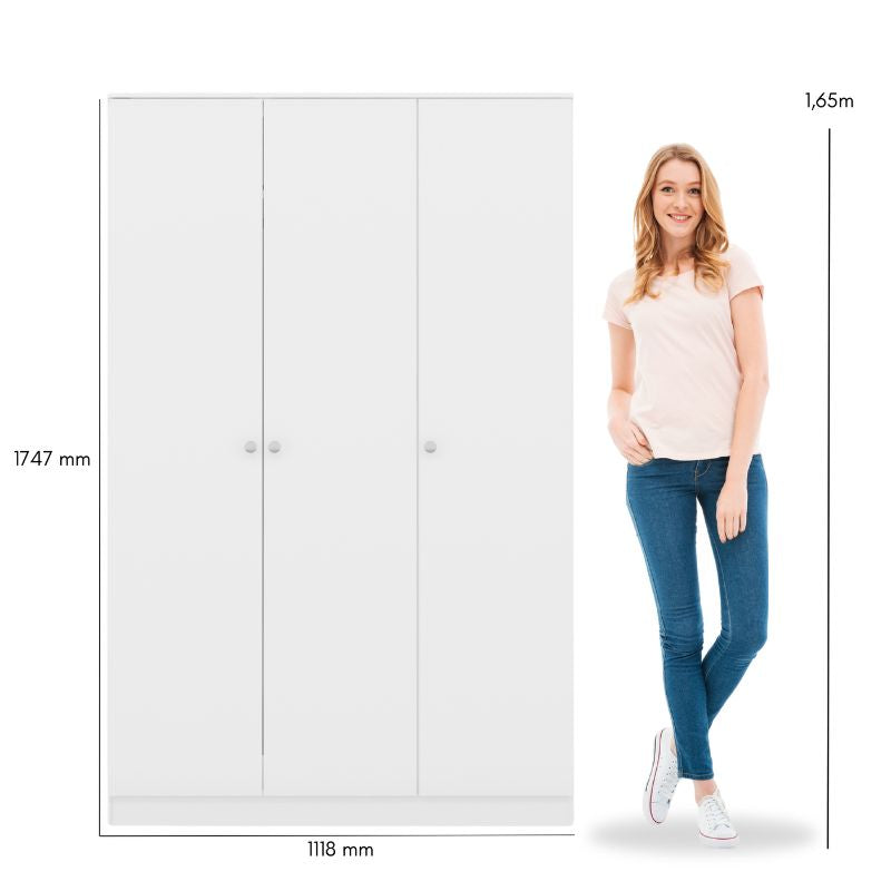 Armario ropero blanco de 3 puertas