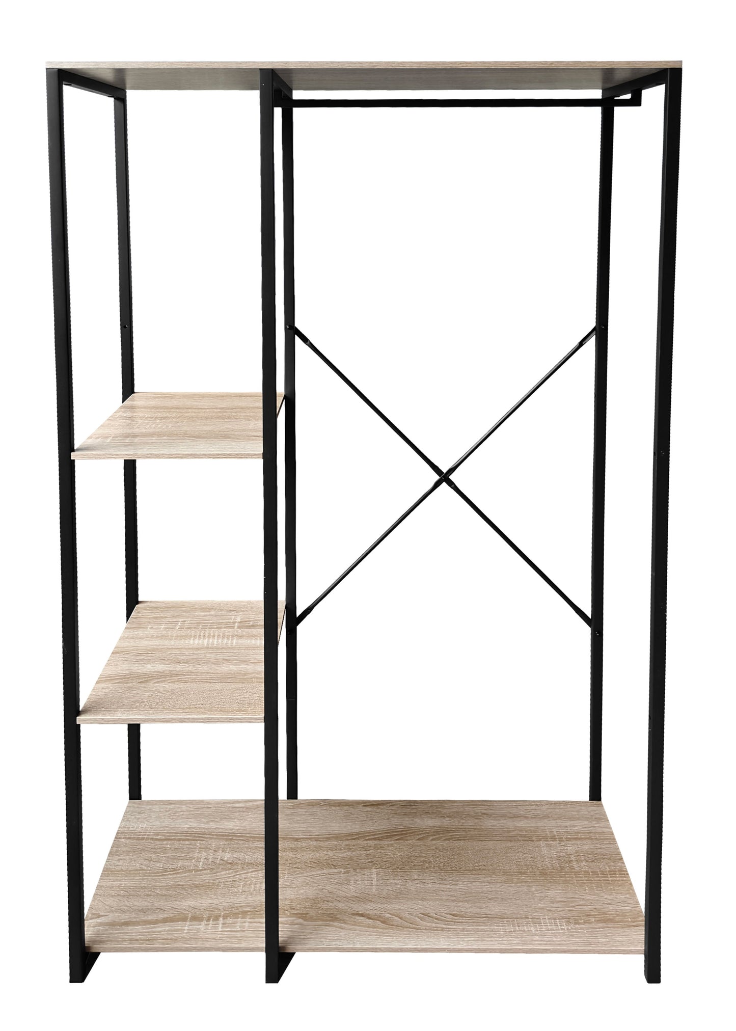 Armario Abierto Estilo Industrial con Barra y Baldas - 167x90x41cm