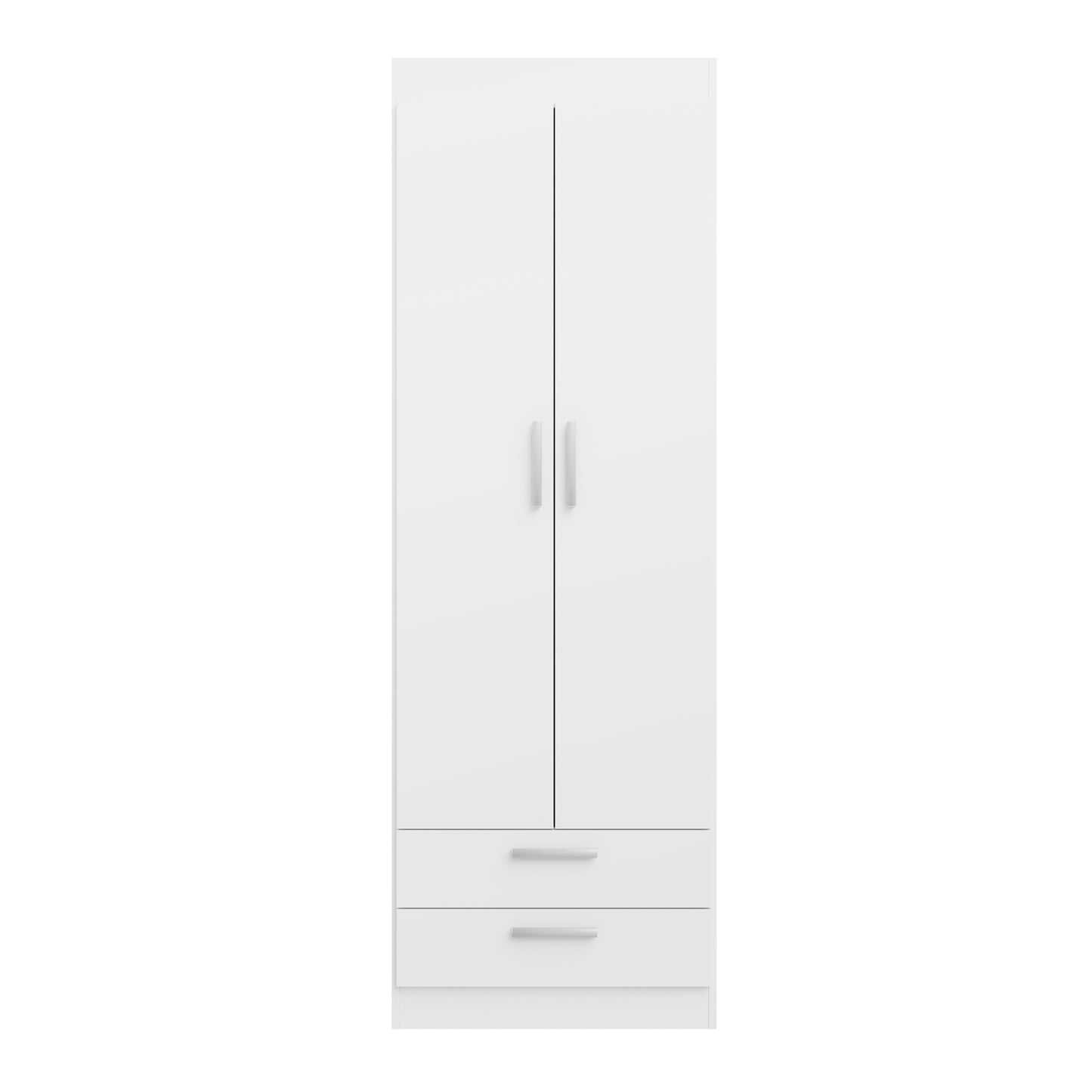 Buyqualia - Armario Ropero 2 Puerta - 2 Cajones, Blanco Snow