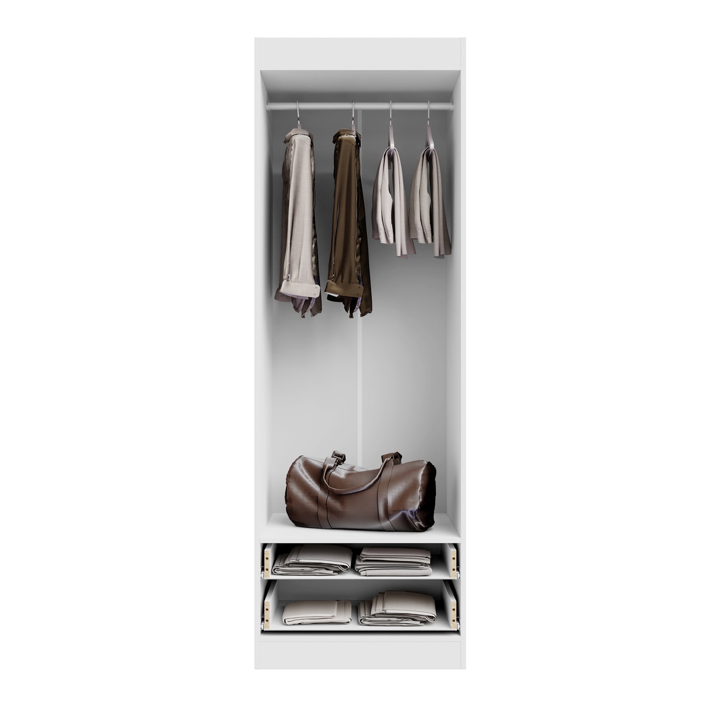Buyqualia - Armario Ropero 2 Puerta - 2 Cajones, Blanco Snow