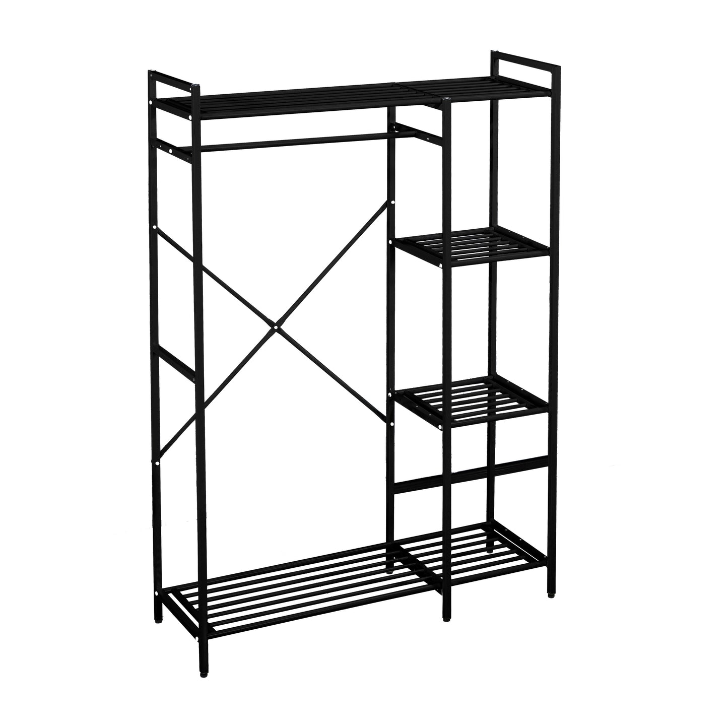 Estantería Metálica de Almacenamiento con 5 Niveles | Organizador Vertical Multifuncional con Balda Lateral - Color Negro - 172x125x40 cm - Buyqualia
