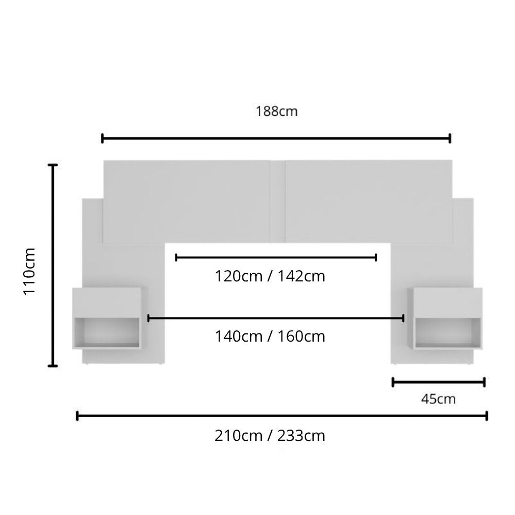 Cabecero puente blanco con mesitas integradas (212x95 cm) para cama de 150/160 cm