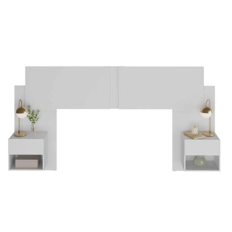 Cabecero puente blanco con mesitas integradas (212x95 cm) para cama de 150/160 cm