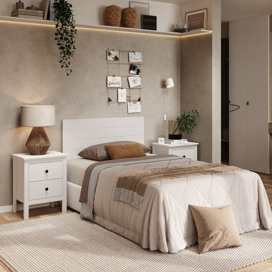 Cabecero de Cama Blanco Moderno con Diseño de Líneas Horizontales