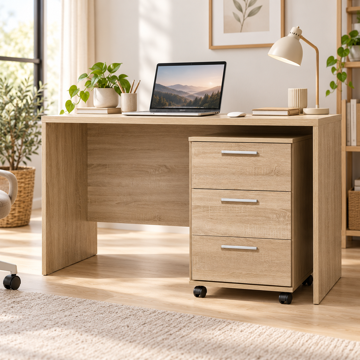 Cajonera para escritorio con ruedas de tres cajones