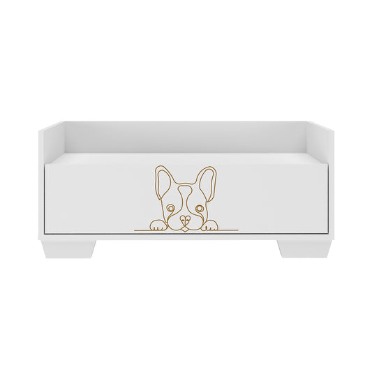 Buyqualia Cama para Mascota (Perro) Color Blanco con cajón (Alto 35 / Ancho 80/ Fondo 40)