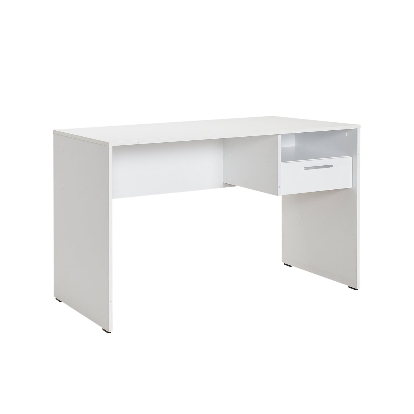 Buyqualia Mesa Escritorio Cajón con Cerradura y Estante en Color Blanco y Roble