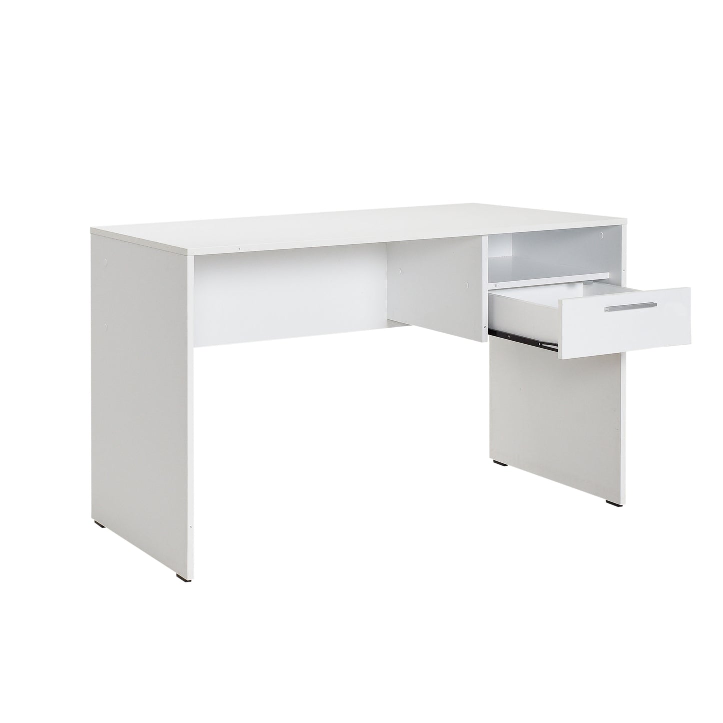 Buyqualia Mesa Escritorio Cajón con Cerradura y Estante en Color Blanco y Roble