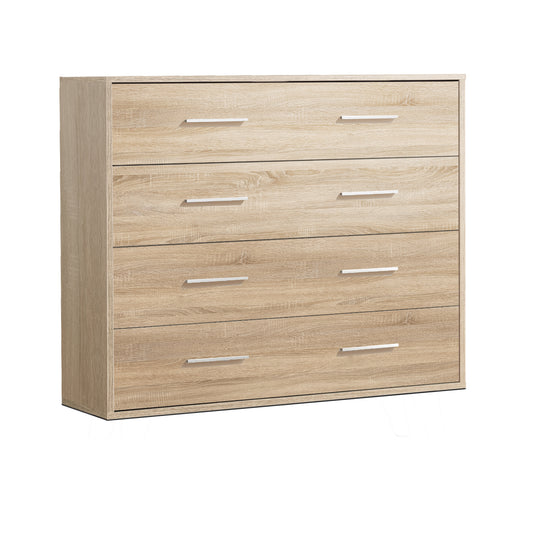 Cómoda 4 Cajones Color Cambrian o Blanco – Mueble Auxiliar de Dormitorio u Sala, Estilo Moderno - 80x90x35 cm - Buyqualia