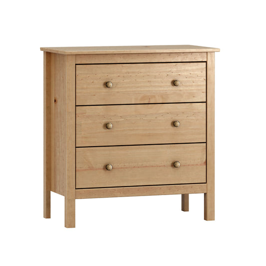 Comoda 3 Cajones Magda - Madera Maciza - Miel Roble - 81x76x40cm - Buyqualia