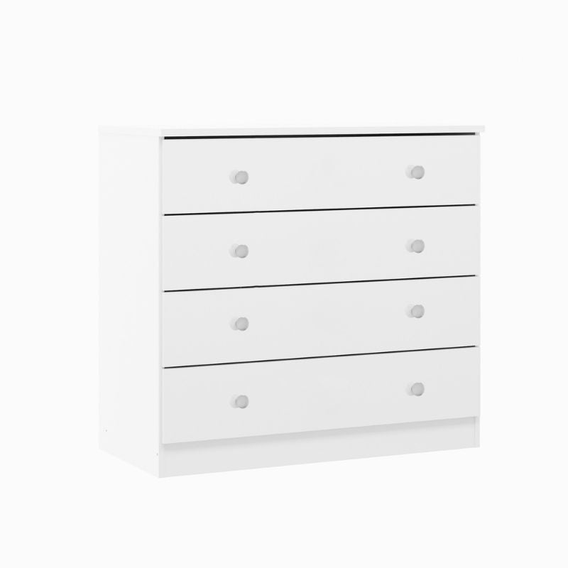 Cómoda Blanca 70x75x36 cm con 4 Cajones – Cómoda de Dormitorio Moderna y Funcional