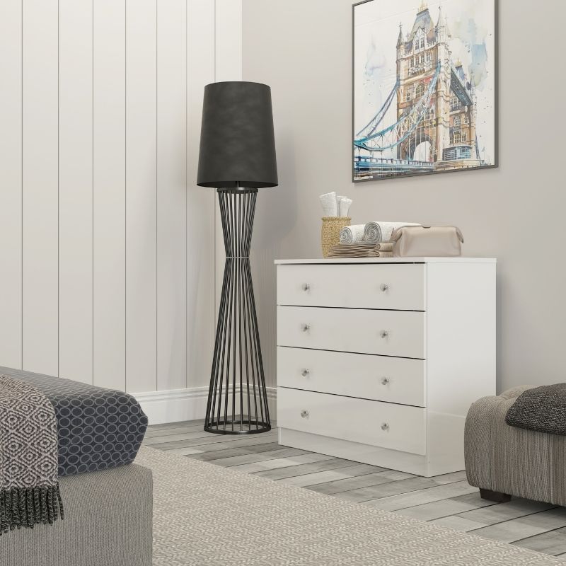Cómoda Blanca 70x75x36 cm con 4 Cajones – Cómoda de Dormitorio Moderna y Funcional