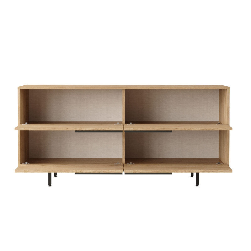 Cómoda moderna tipo madera con 4 cajones y base metálica