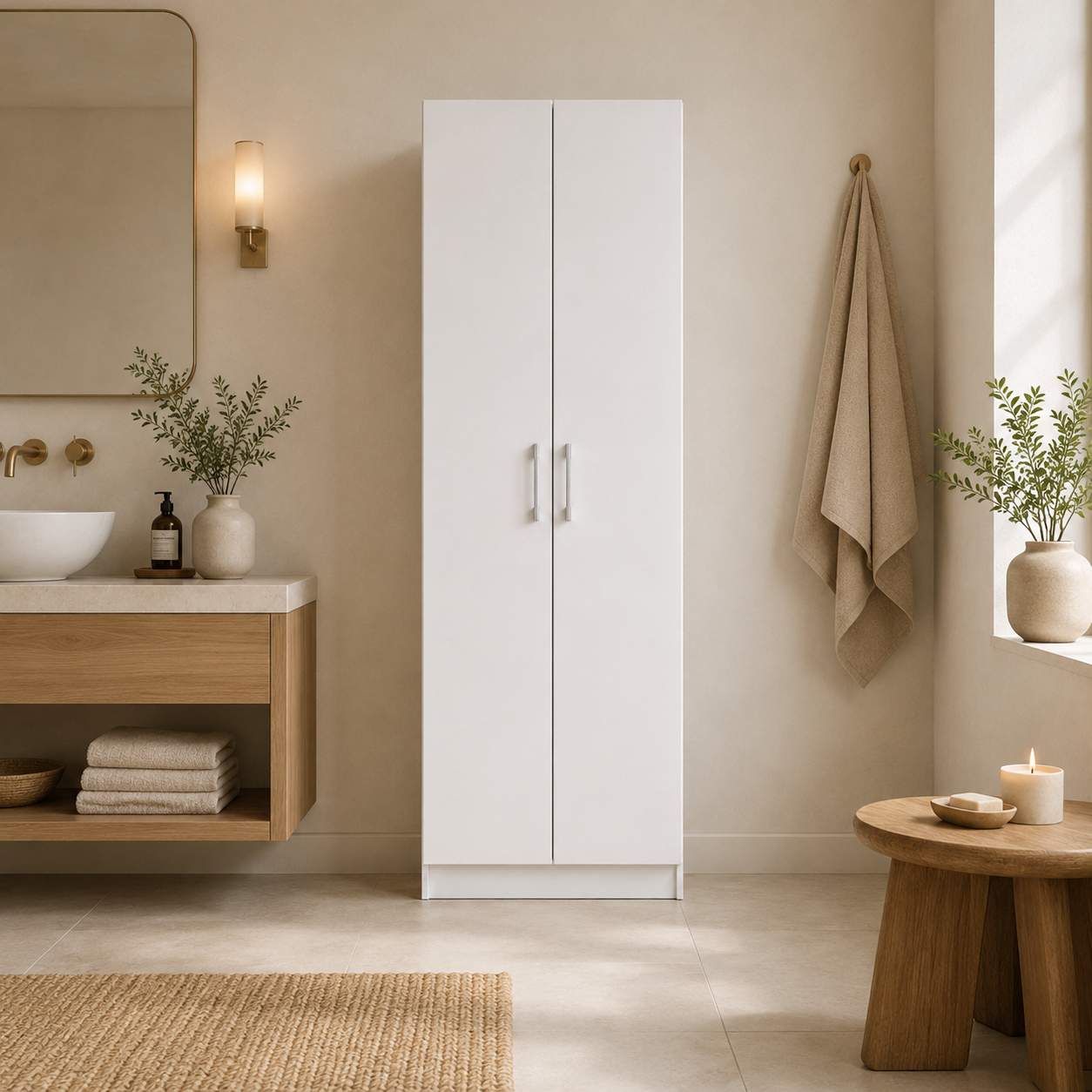 Armario hogar multiusos para baño cocina o trastero en color blanco ( alto 169 / ancho 56 / fondo 34 )