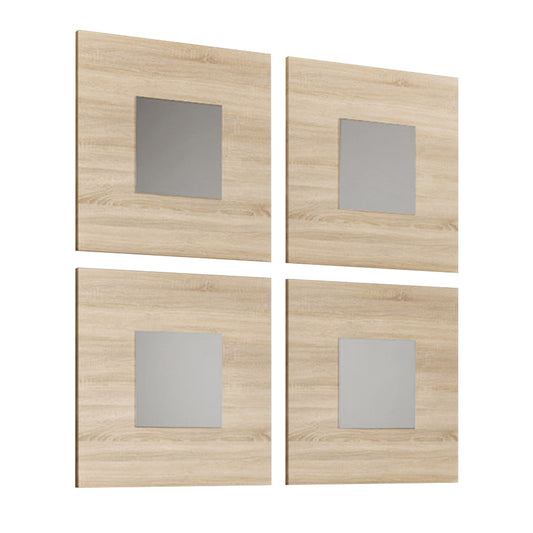 Buyqualia Kit de 4 Espejos Cuadrados con Marco en tres Colores, Blanco, Marrón y Cambrian – 45x45 cm cada uno | Espejos Decorativos Modernos para Pared | Ideal para Salón, Dormitorio o Recibidor