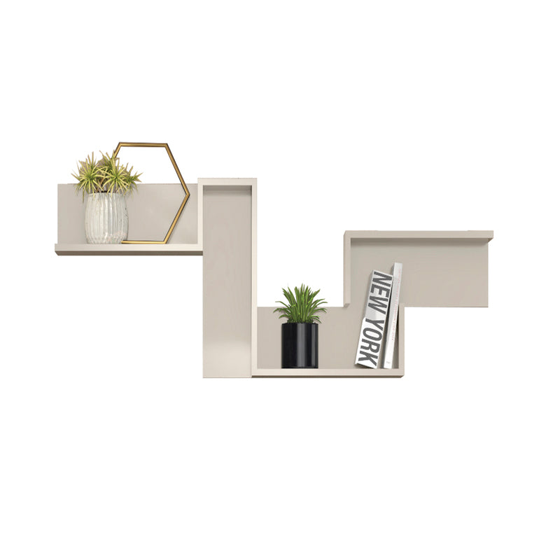Estantería de Pared en Color Beige – 17x45x20 cm | Diseño Funcional con Balda Inferior y Balda Lateral Derecha - Buyqualia