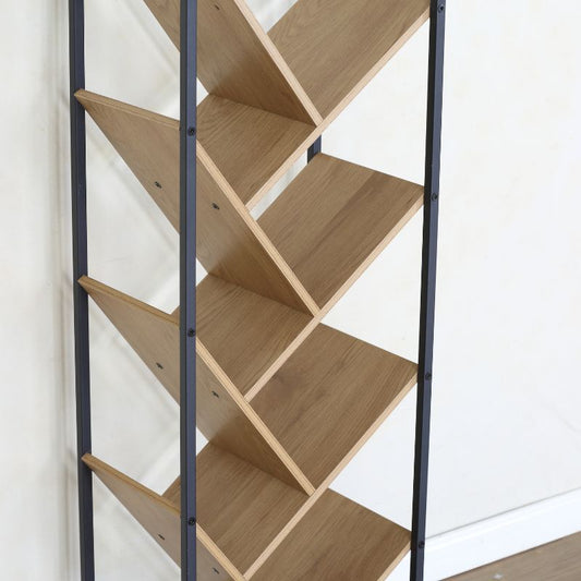 Librero estantería moderna en zigzag de madera y metal