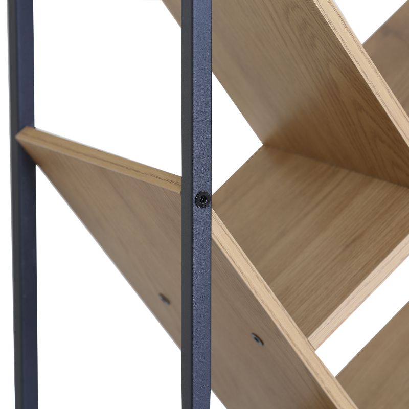 Librero estantería moderna en zigzag de madera y metal