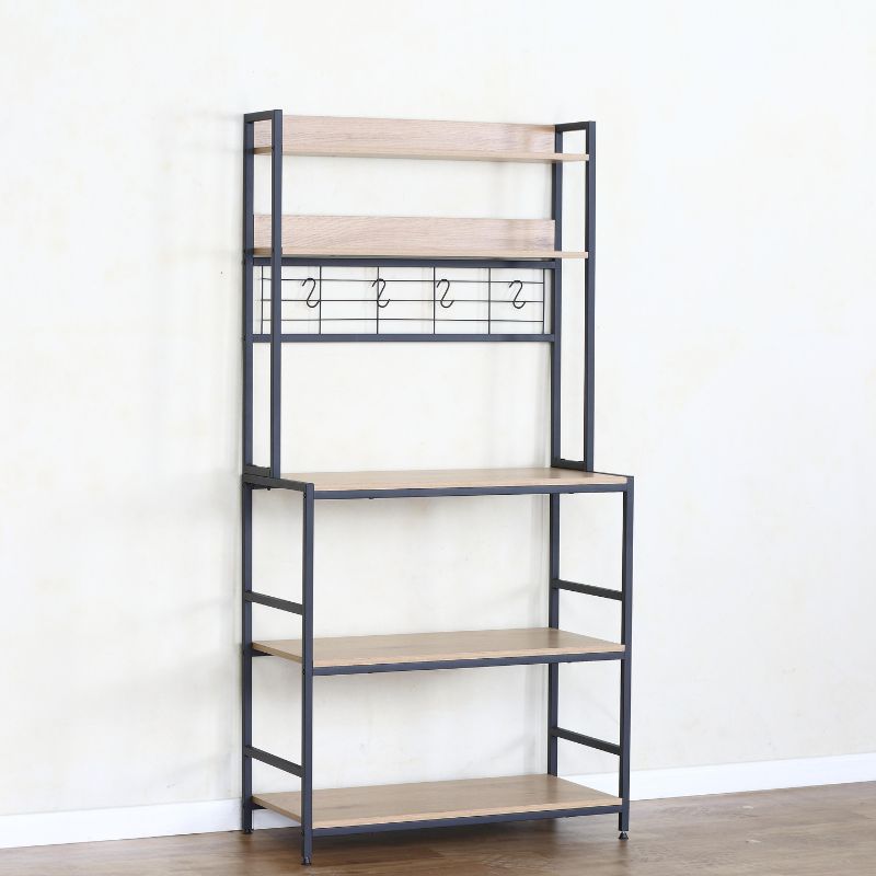 Estantería de cocina industrial con estructura metálica (171x84x40) con 5 baldas y ganchos para utensilios